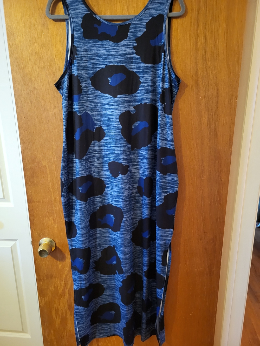 SHEIN Blue and Black Printed Maxi Dress